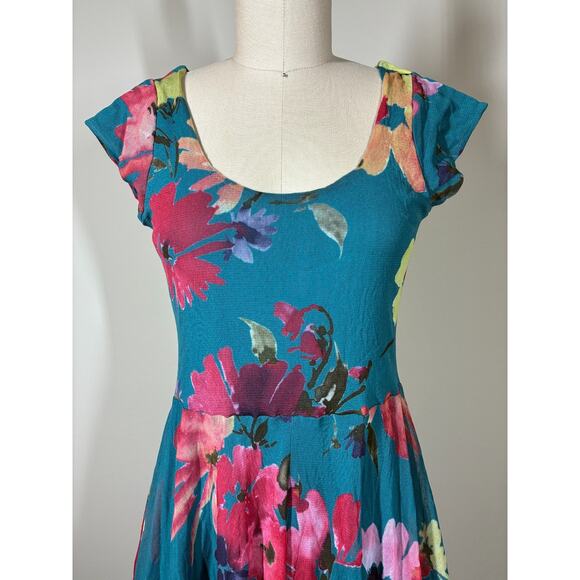 Anthropologie Weston Wear Quinby Dress Med Mesh Tulle Floral Coquette Open Back - Picture 3 of 16